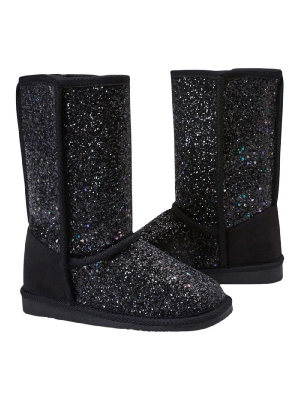 new Fab Kids ❁ JustFab FabKids Glitter Fuzzy Ugg Boot Boots ❁ Black ❁ 7 Toddler - Picture 2 of 16